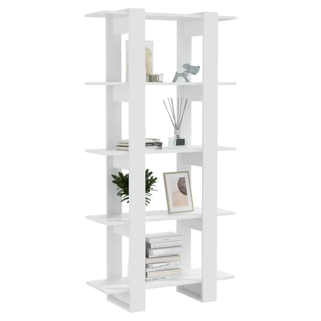 Book Cabinet Room Divider Bookshelf 80x30x160cm White High Gloss