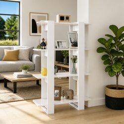 White Wooden Book Cabinet Room Divider Shelving Unit Storage Organiser