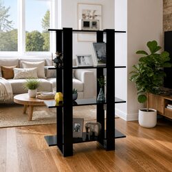 Practical Black Wooden Book Cabinet for Everyday Use