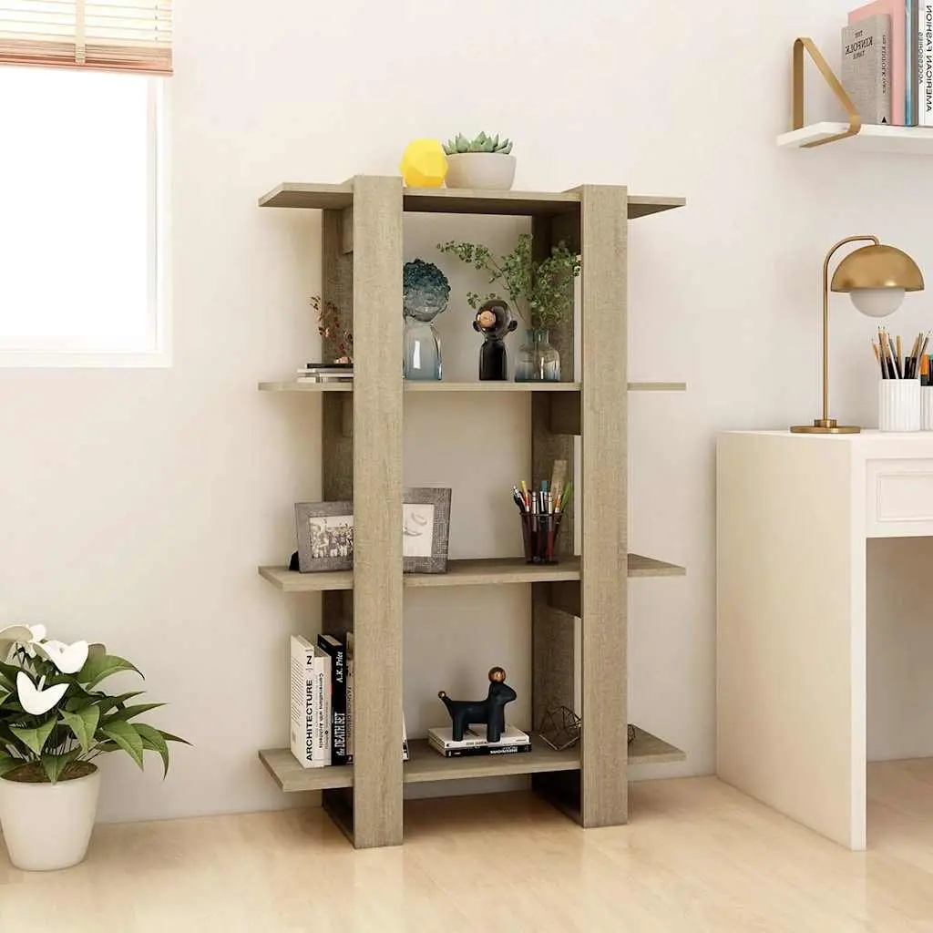 Wooden Book Cabinet Room Divider Bookshelf Storage Organiser Brown Standing
