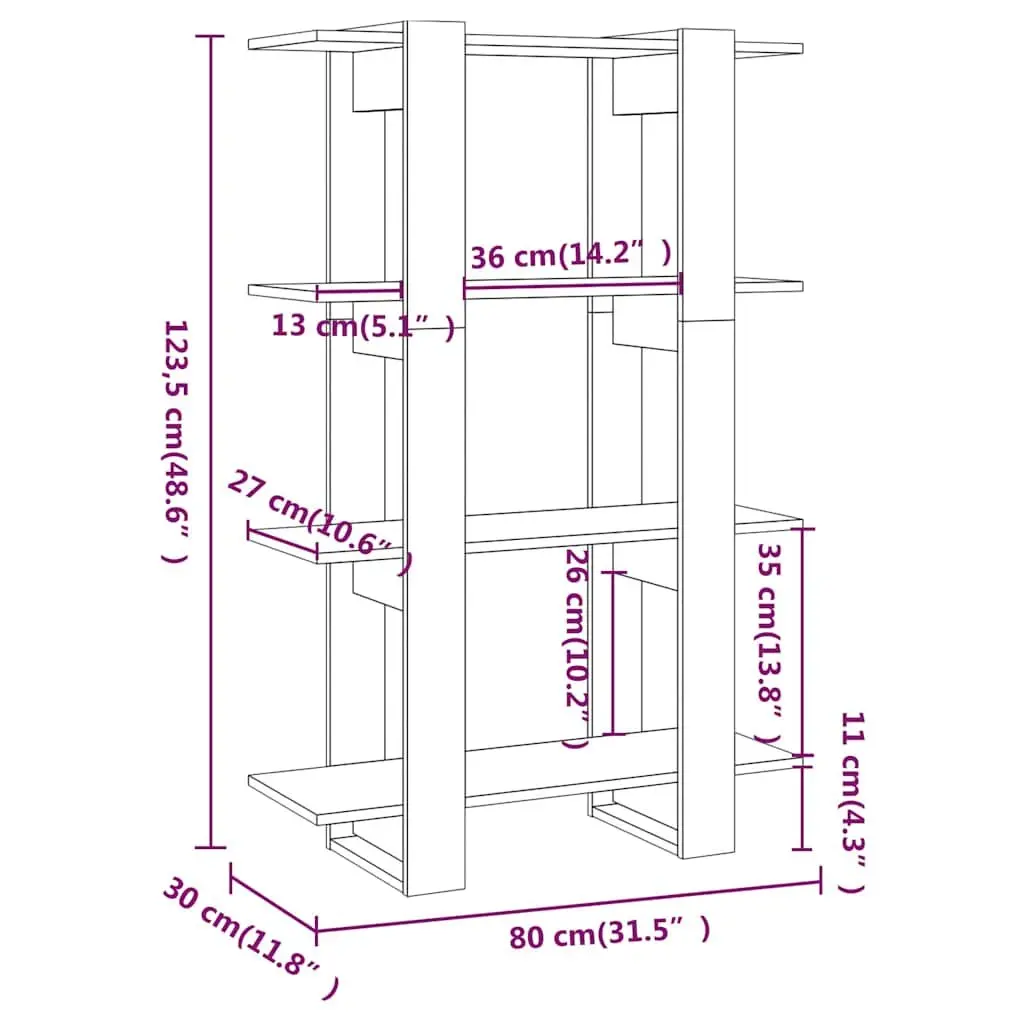 Wooden Book Cabinet Room Divider Bookshelf Storage Organiser Brown Standing