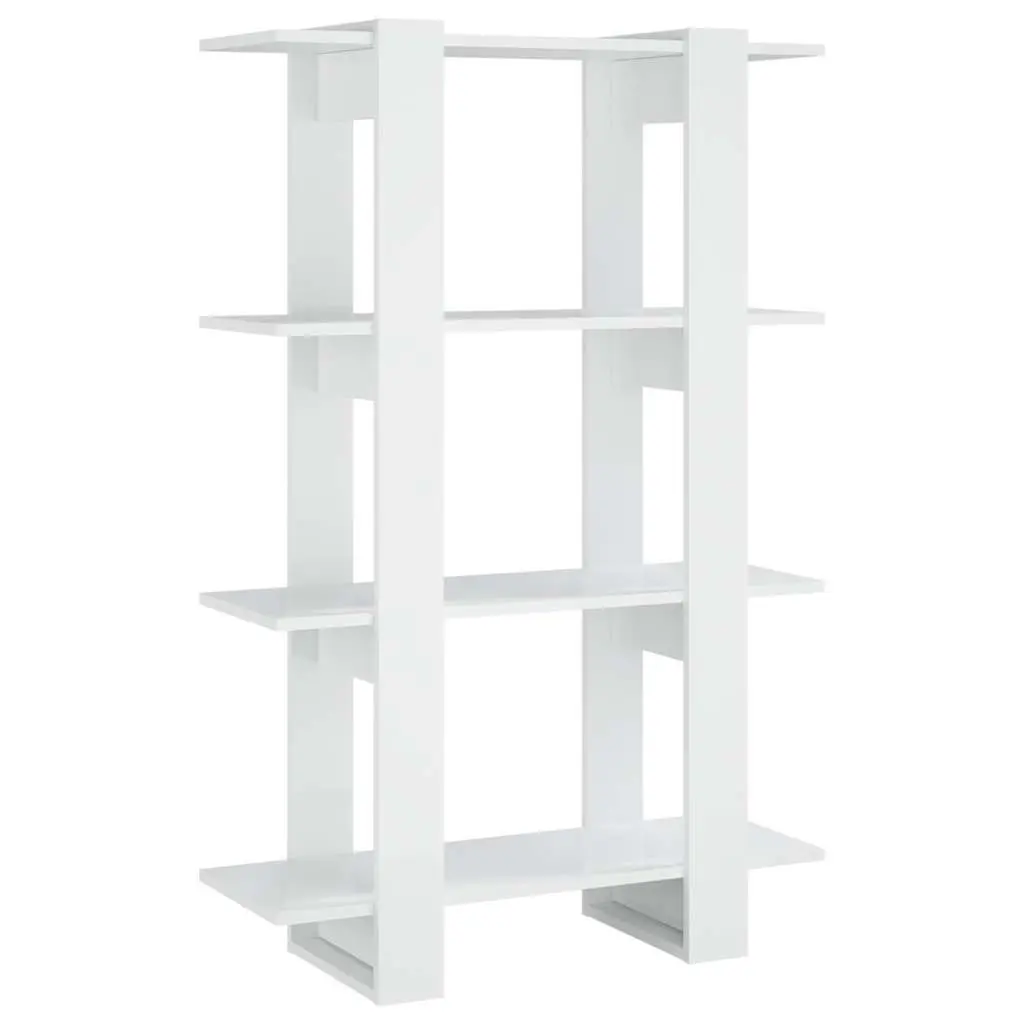 Book Cabinet Room Divider Storage Shelving Unit 80x30x123.5cm High Gloss White