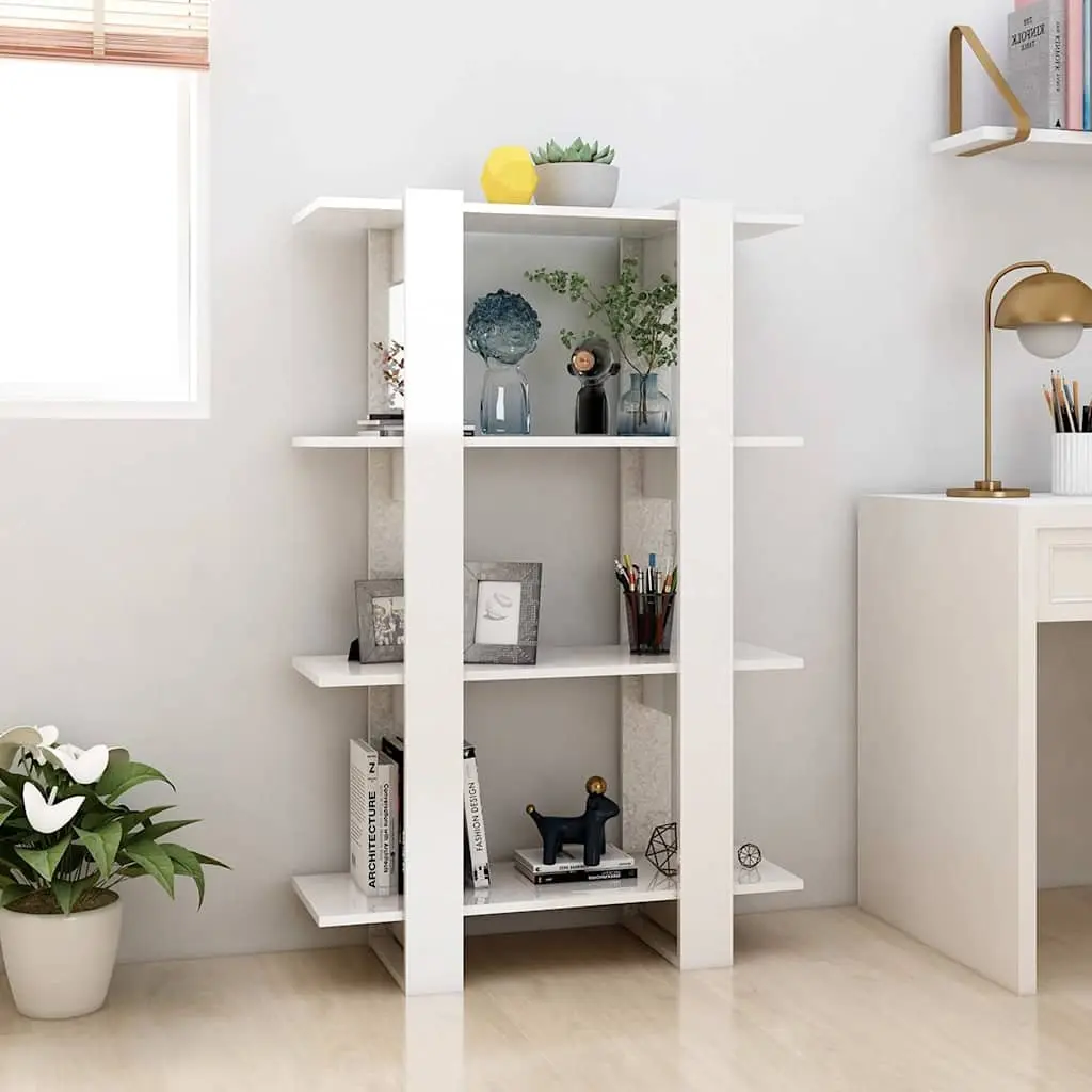 Book Cabinet Room Divider Storage Shelving Unit 80x30x123.5cm High Gloss White