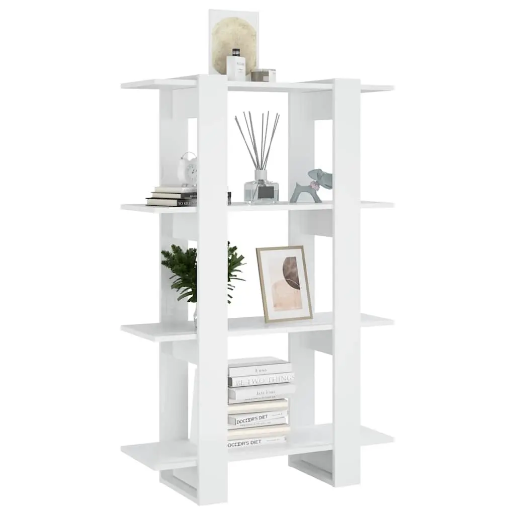 Book Cabinet Room Divider Storage Shelving Unit 80x30x123.5cm High Gloss White