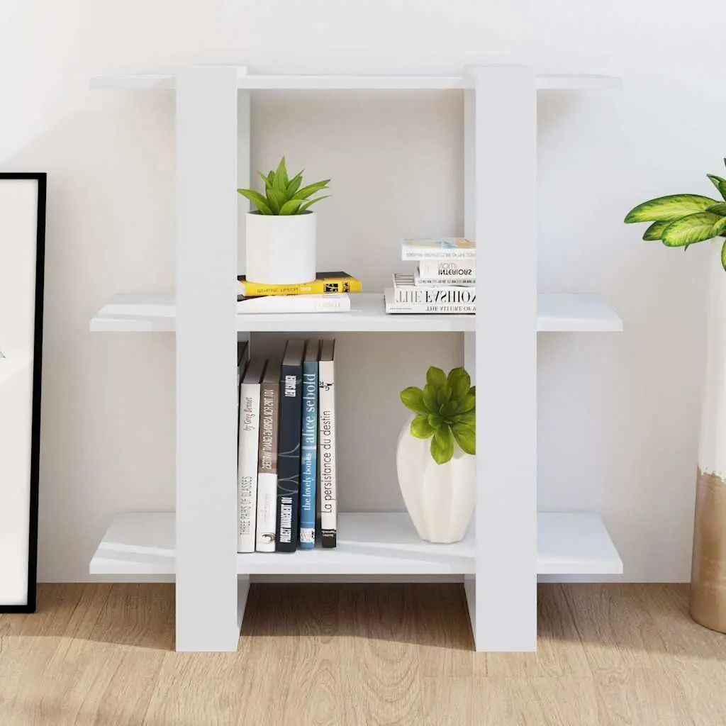 Wooden Book Cabinet Storage Organizer Room Divider 80 x 30 x 87 cm White