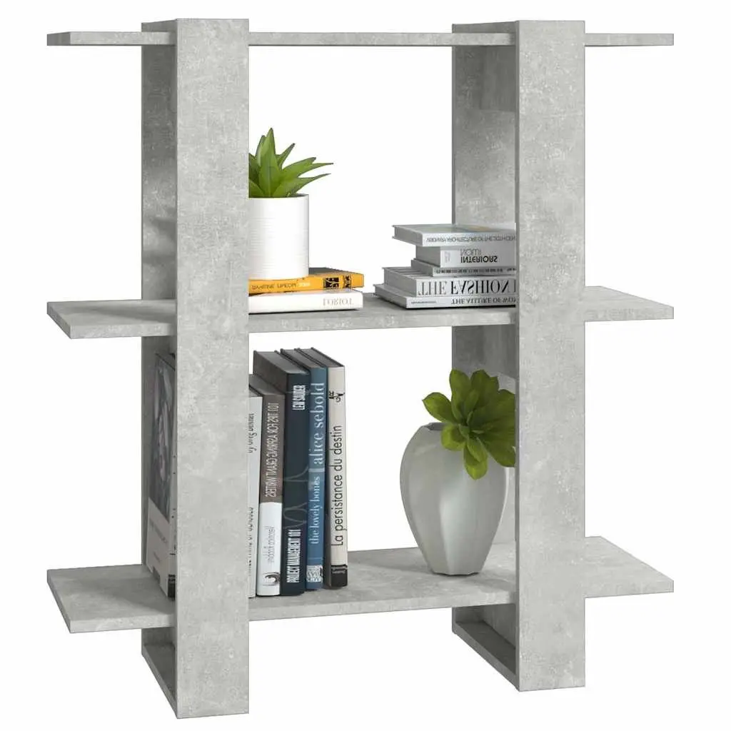 Book Cabinet Room Divider Storage Shelving Unit 80x30x87 cm Grey Wooden