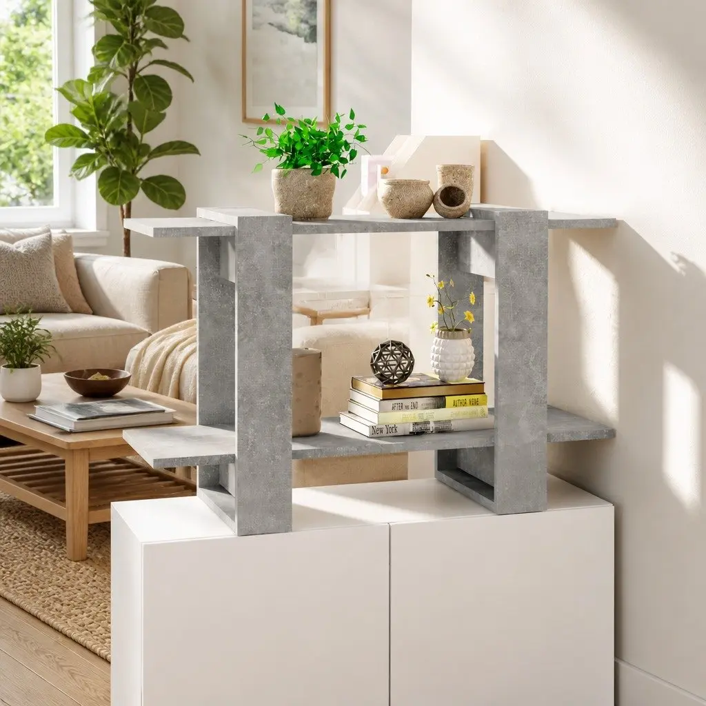 Book Cabinet Room Divider Grey 80x30x51cm Storage Shelf Bookshelf Stand
