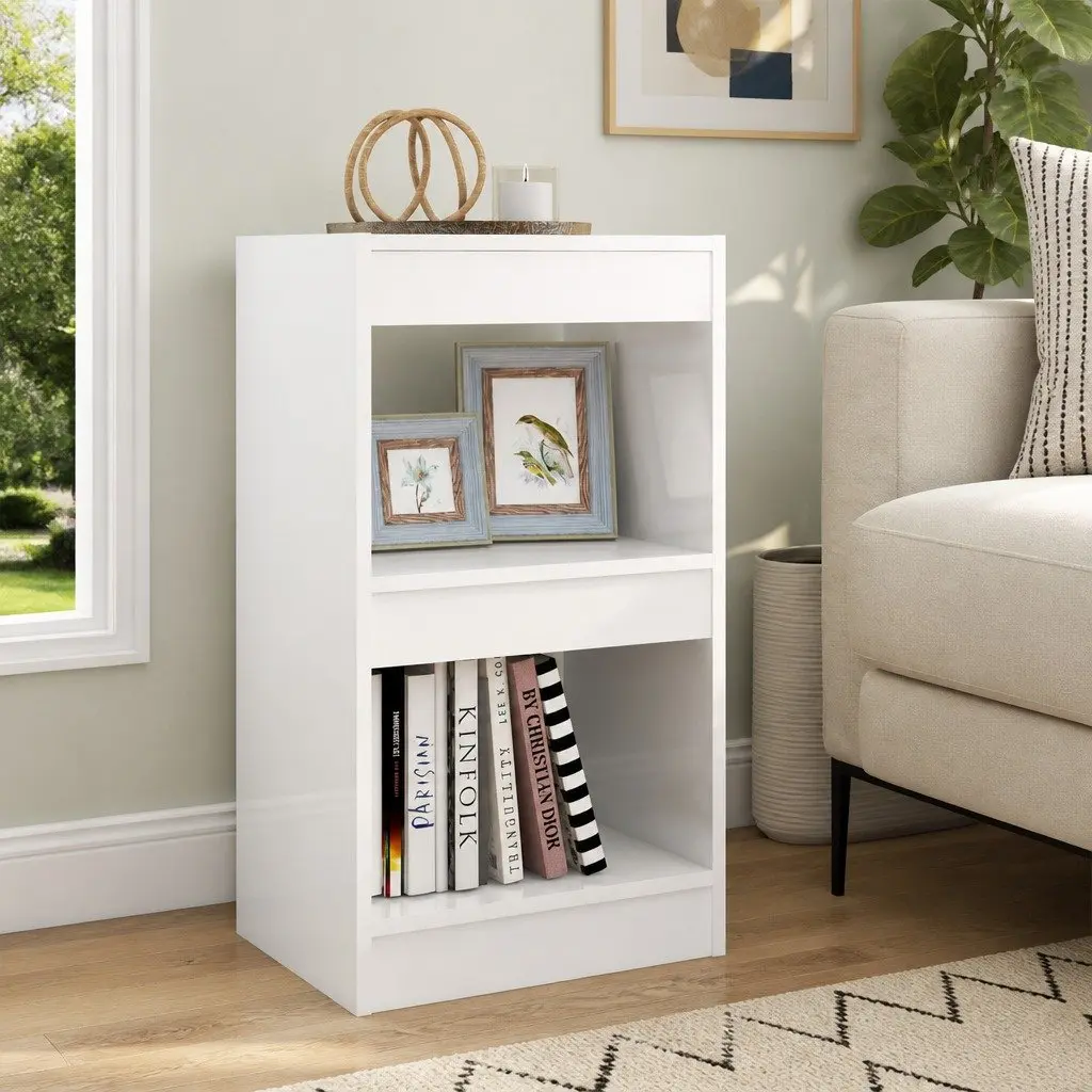 Book Cabinet Room Divider Storage Shelf 40 x 30 x 72 cm High Gloss White