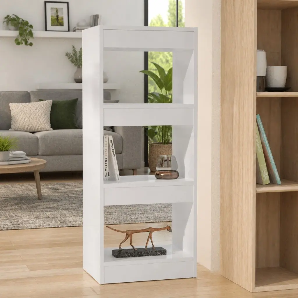 Book Cabinet Room Divider Storage Unit 40 x 30 x 103 cm White High Gloss