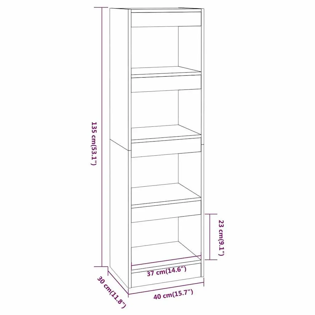 Book Cabinet Room Divider Storage Shelf 40 x 30 x 135 cm Grey