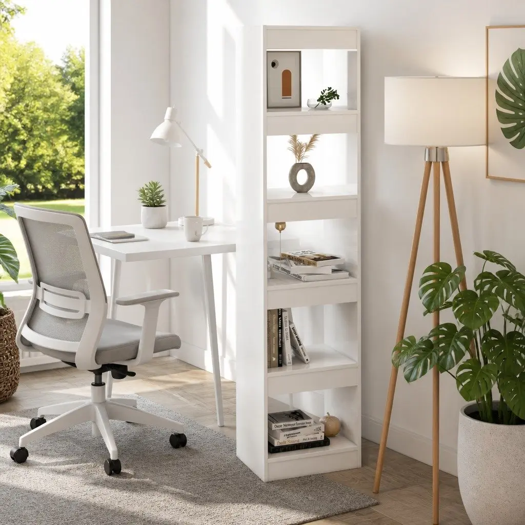 Book Cabinet Room Divider High Gloss White Bookshelf Storage Shelving Unit