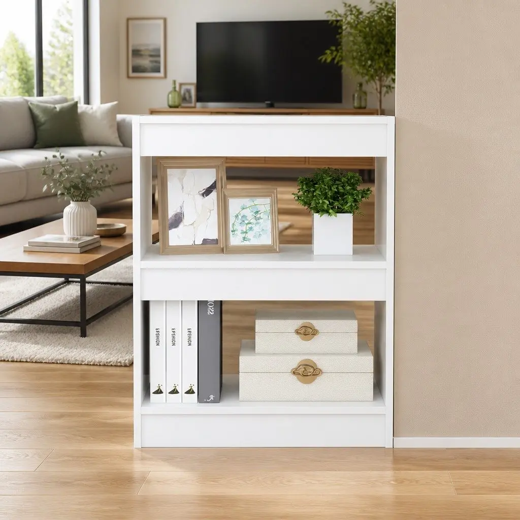Bookcase Storage Unit Room Divider White 60cm x 30cm x 72cm