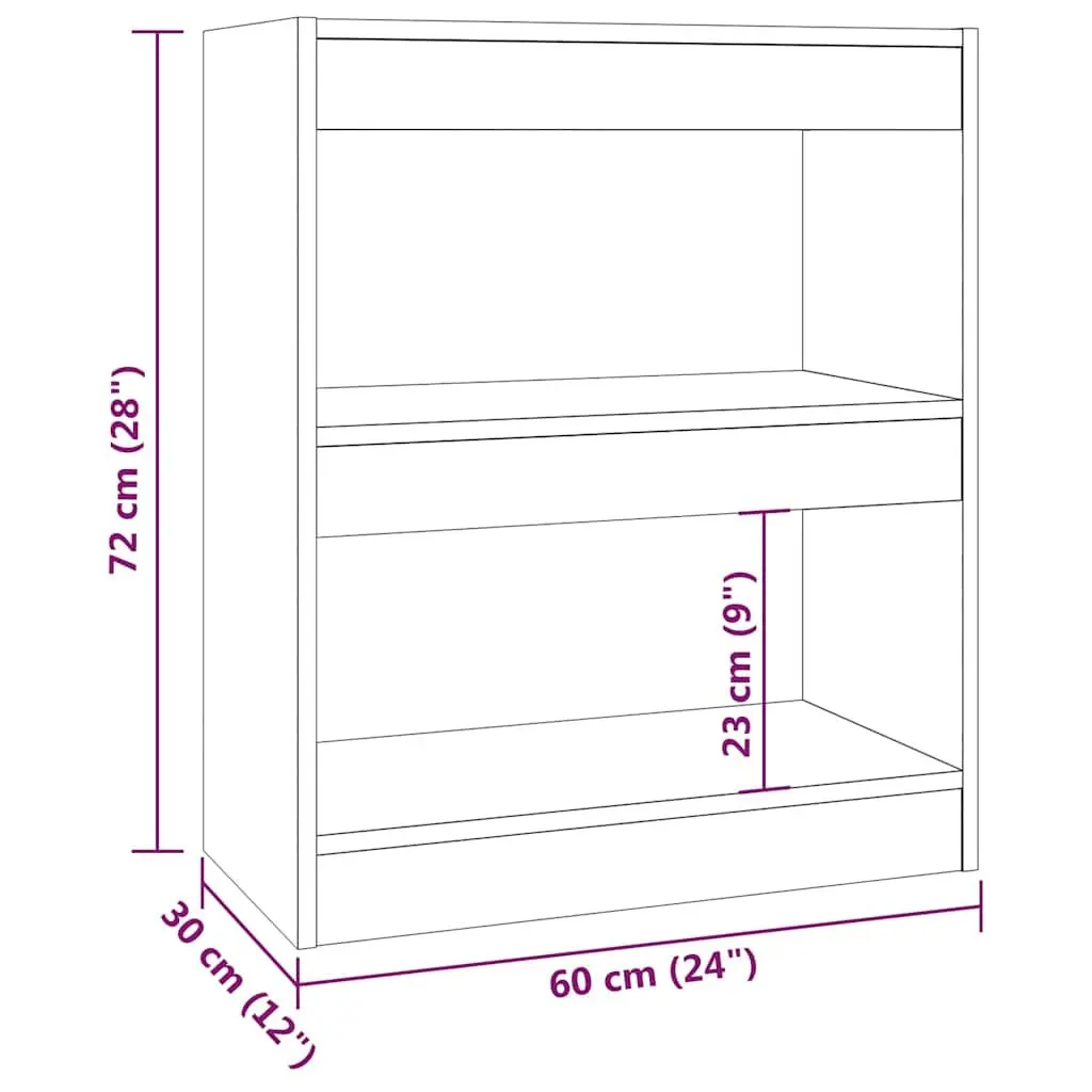 Bookcase Storage Unit Room Divider White 60cm x 30cm x 72cm