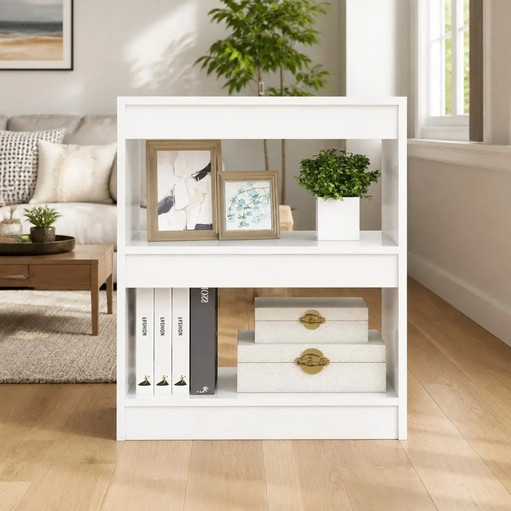 Book Cabinet Room Divider Shelf Storage Organizer 60cm White High Gloss