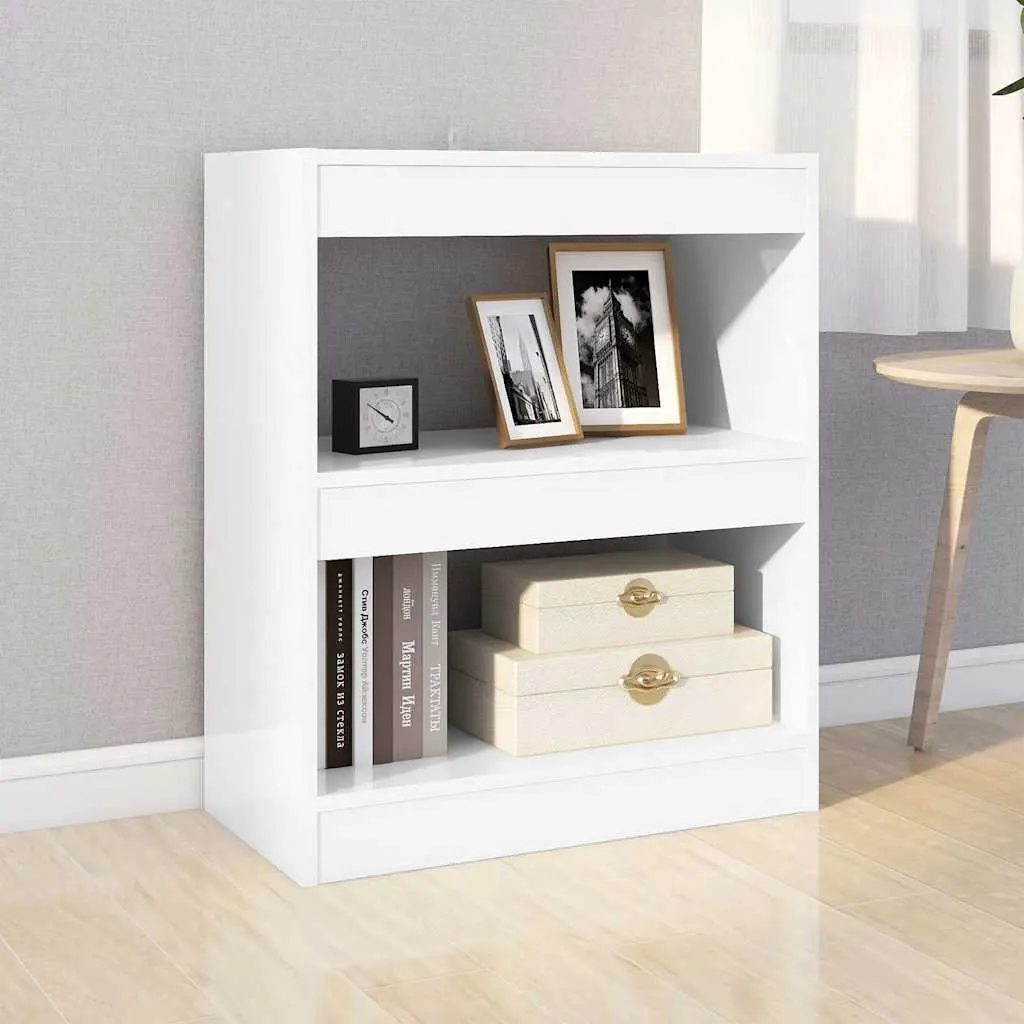 Book Cabinet Room Divider Shelf Storage Organizer 60cm White High Gloss