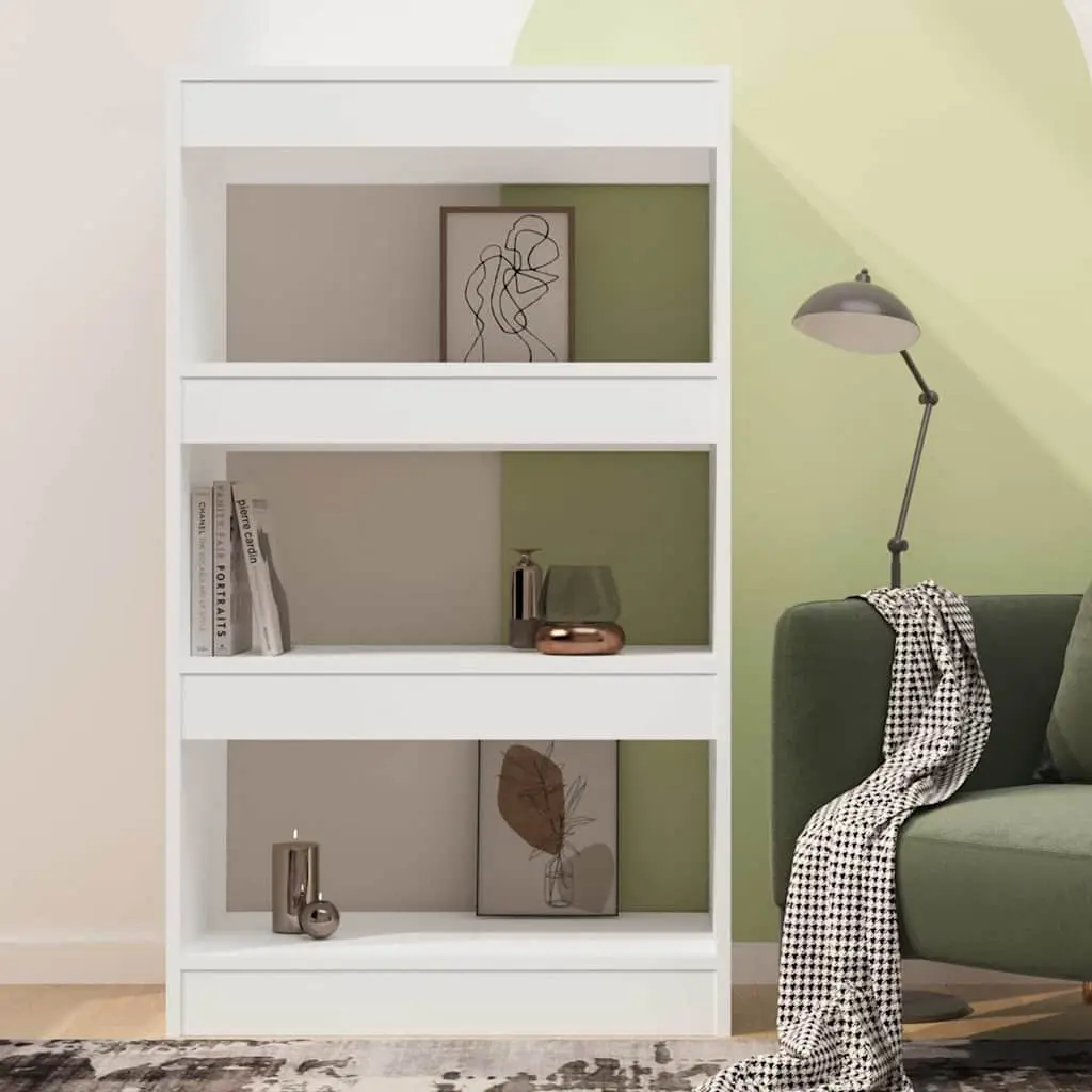 Book Cabinet Room Divider Storage Organiser 60 x 30 x 103 cm White Wooden Shelving Unit