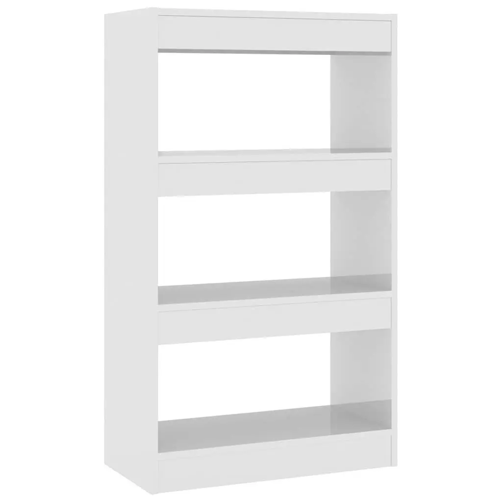 Book Cabinet Room Divider Storage Organiser 60W x 30D x 103H cm High Gloss White