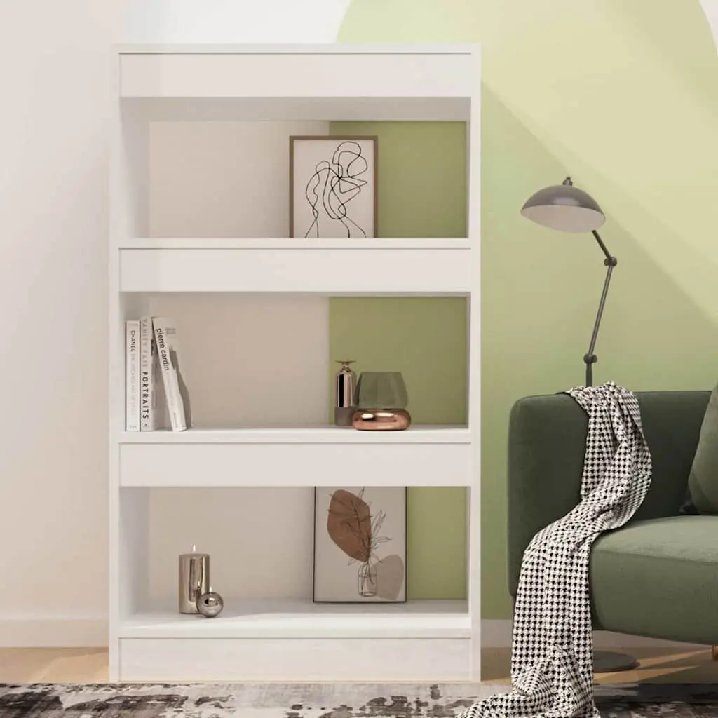 Book Cabinet Room Divider Storage Organiser 60W x 30D x 103H cm High Gloss White