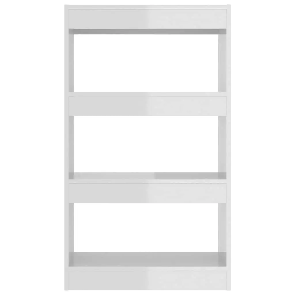 Book Cabinet Room Divider Storage Organiser 60W x 30D x 103H cm High Gloss White