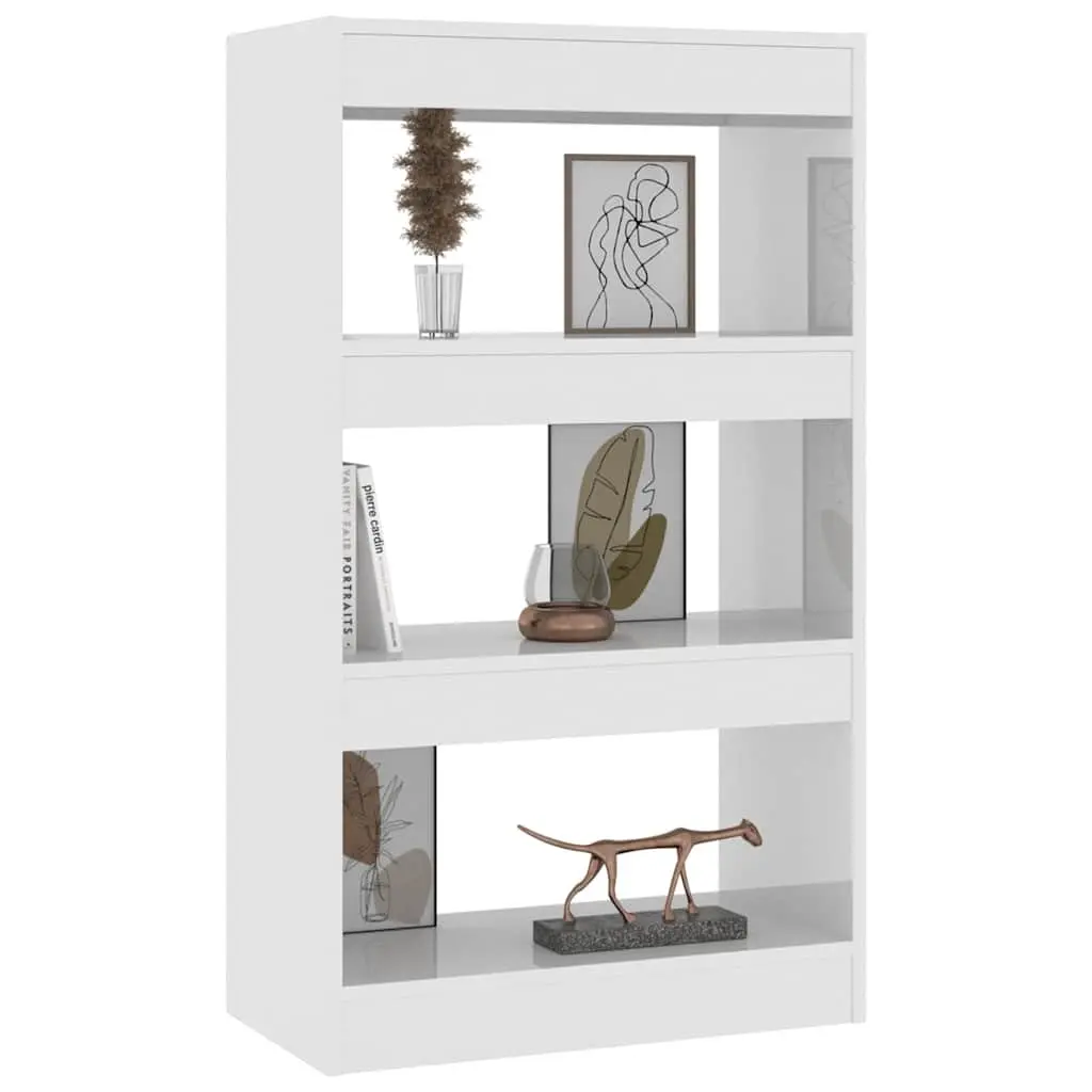 Book Cabinet Room Divider Storage Organiser 60W x 30D x 103H cm High Gloss White