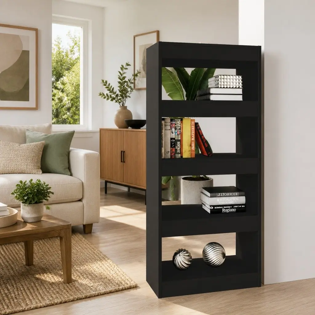 Black Book Cabinet Room Divider Bookshelf 60W x 30D x 135H cm