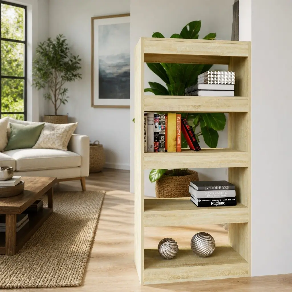 Book Cabinet Room Divider Shelving Unit Storage Organiser Brown Wooden Shelf
