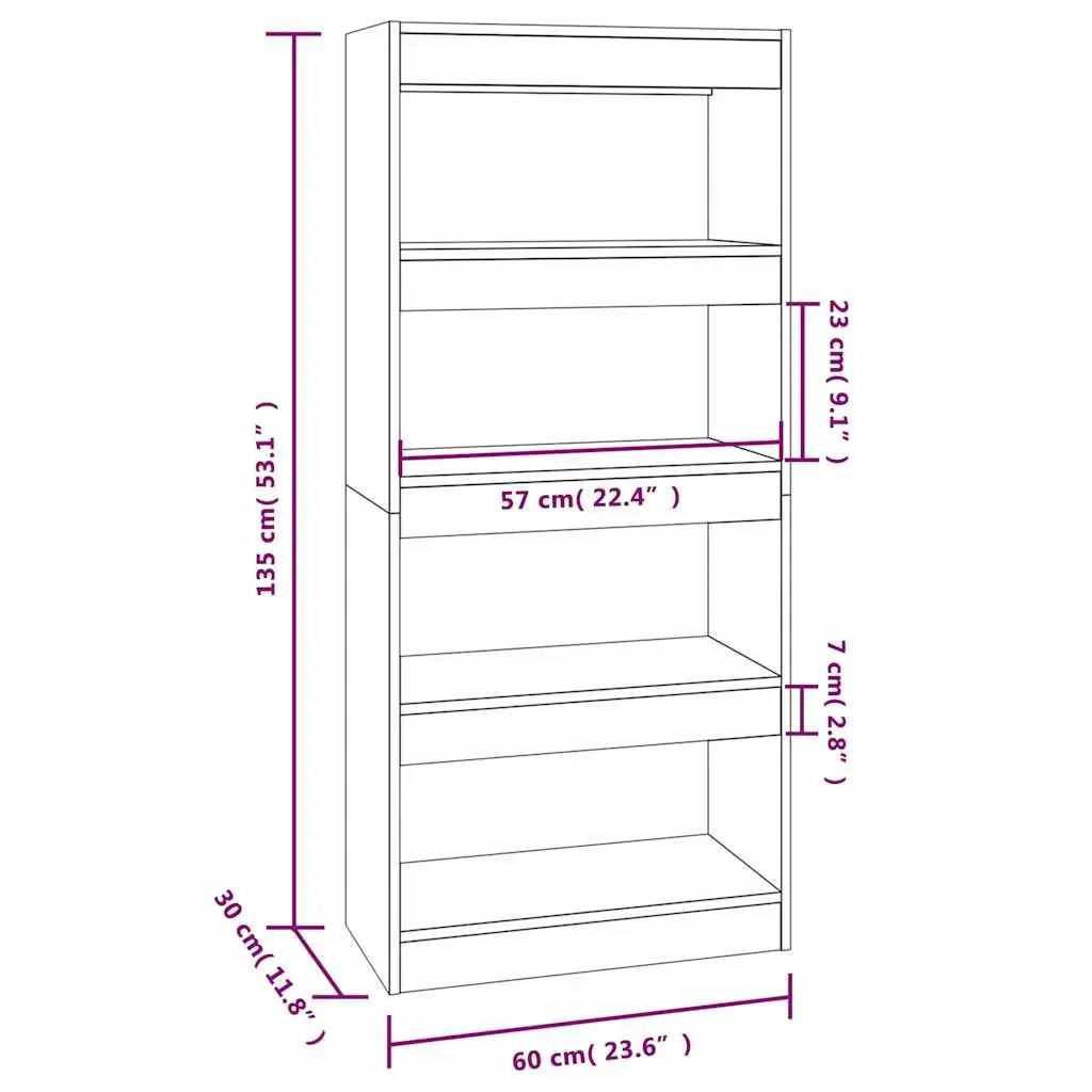 Book Cabinet Room Divider Shelving Unit Storage Organiser Brown Wooden Shelf