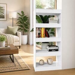 Book Cabinet Room Divider Bookshelf Storage White High Gloss Engineered Wood