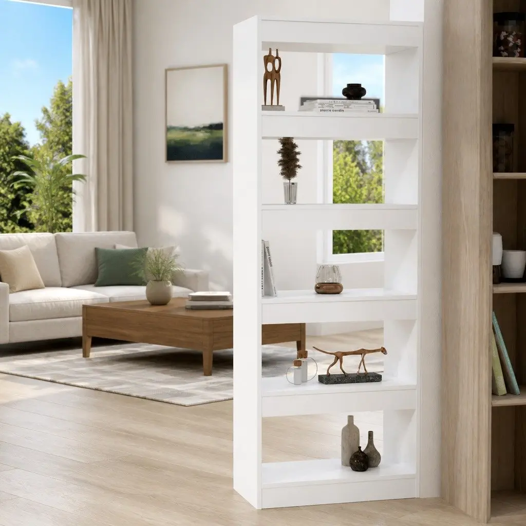 Book Cabinet Room Divider Storage 60x30x166 cm White Engineered Wood