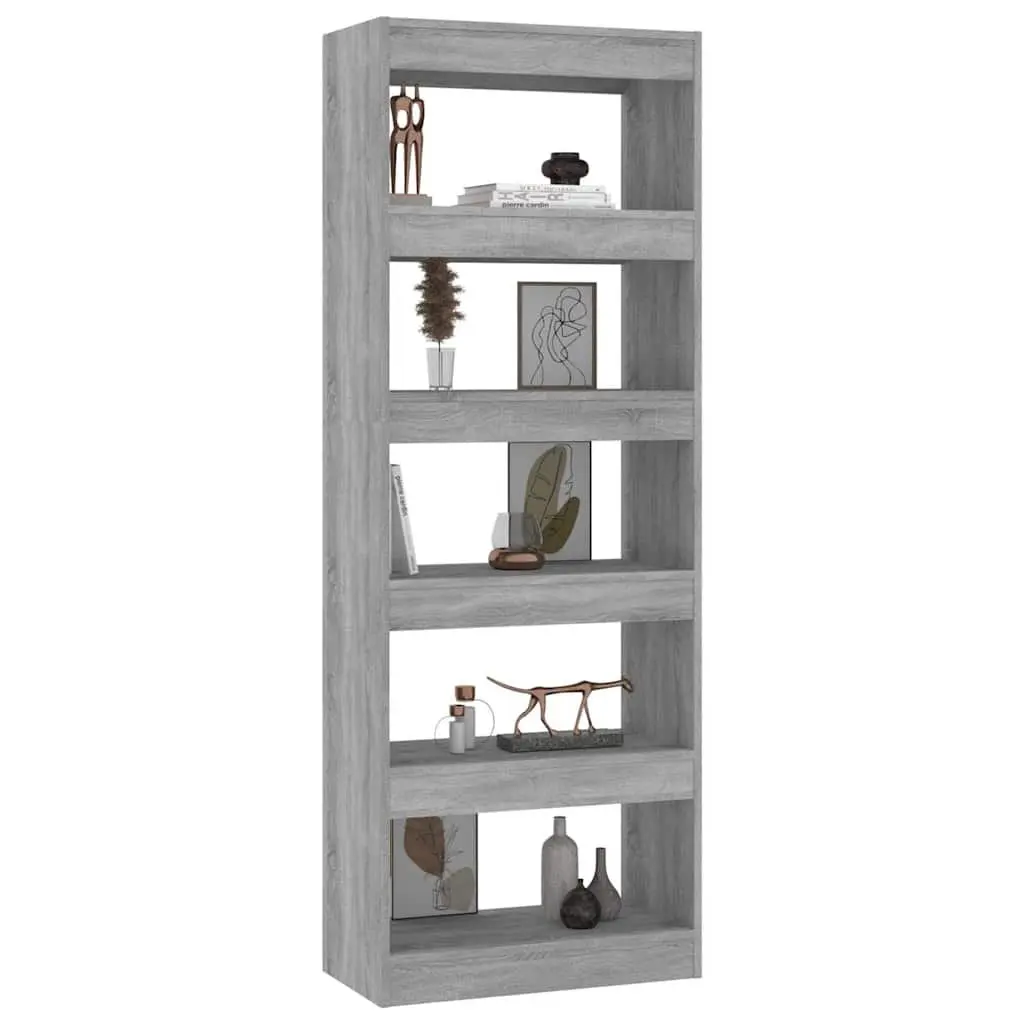 Book Cabinet Room Divider Grey 60x30x166cm Engineered Wood Shelving Storage