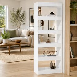 High Gloss White Wooden Book Cabinet Room Divider 60x30x166cm