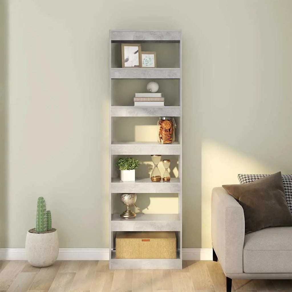 Storage Unit Room Divider Grey Book Cabinet 60x30x198cm