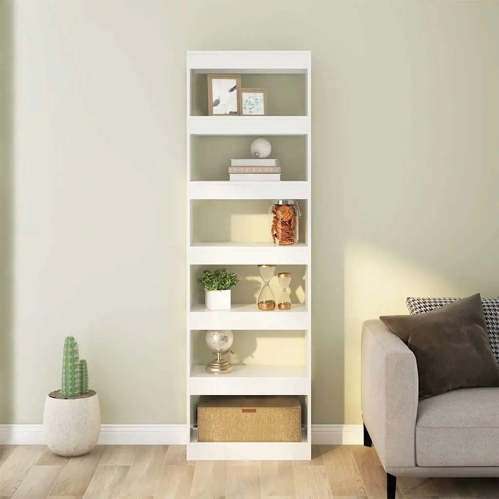 Book Cabinet Room Divider Storage Bookshelf 60W x 30D x 198H cm High Gloss White