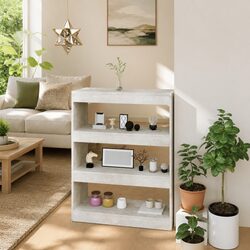Book Cabinet Room Divider Grey Engineered Wood Shelving Unit Storage Organizer