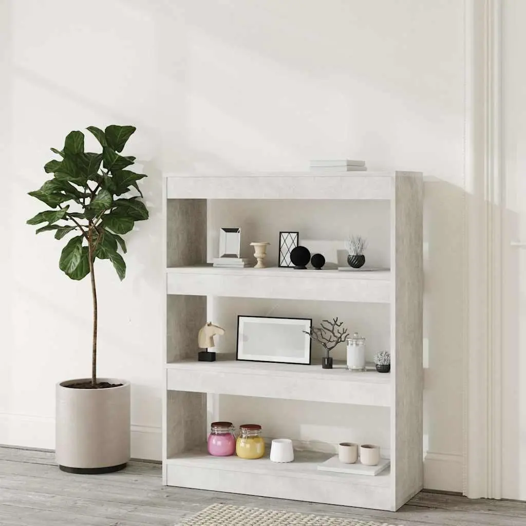 Book Cabinet Storage Organizer Room Divider Grey Engineered Wood Shelving Unit