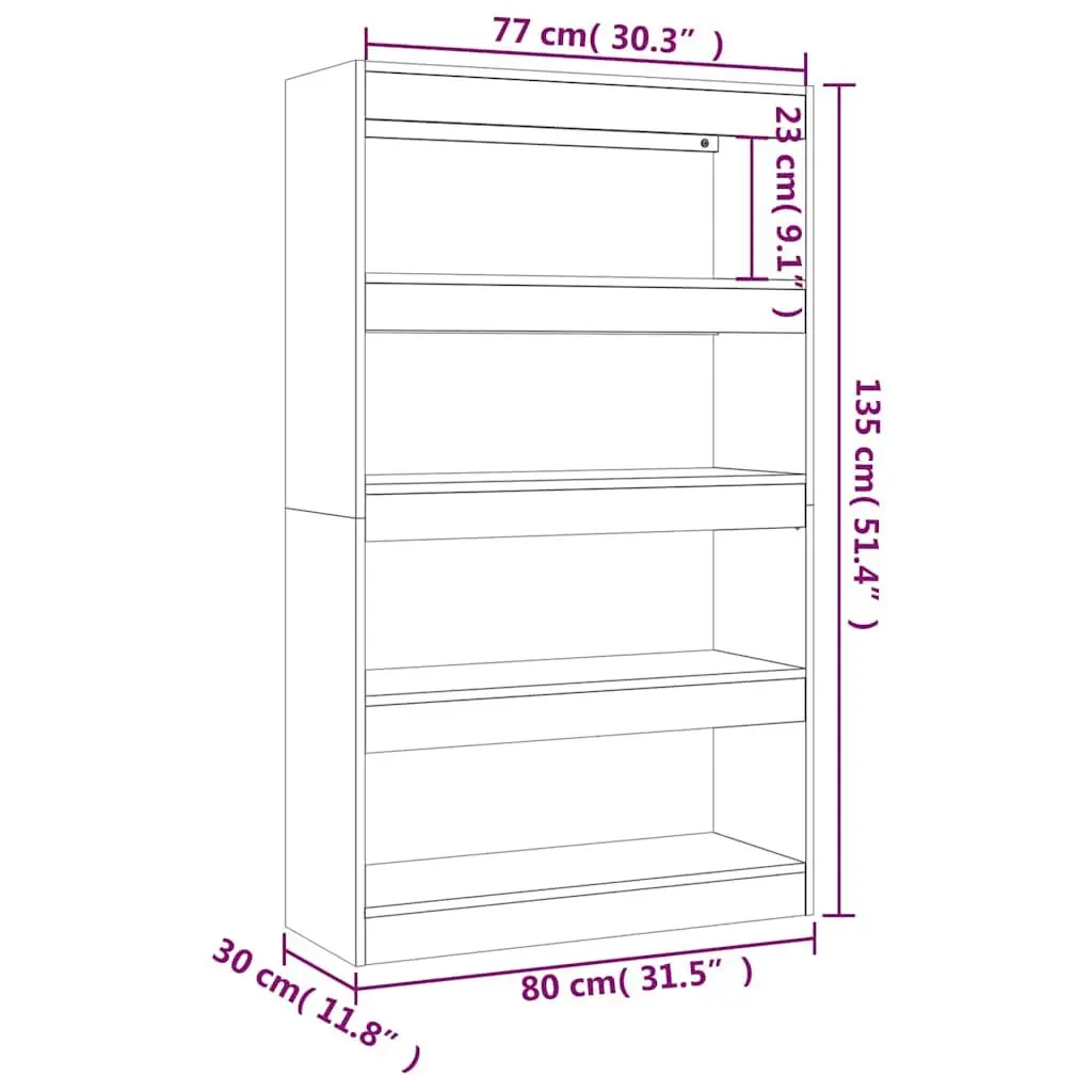 Book Cabinet Room Divider White 80x30x135cm Engineered Wood Shelving Storage