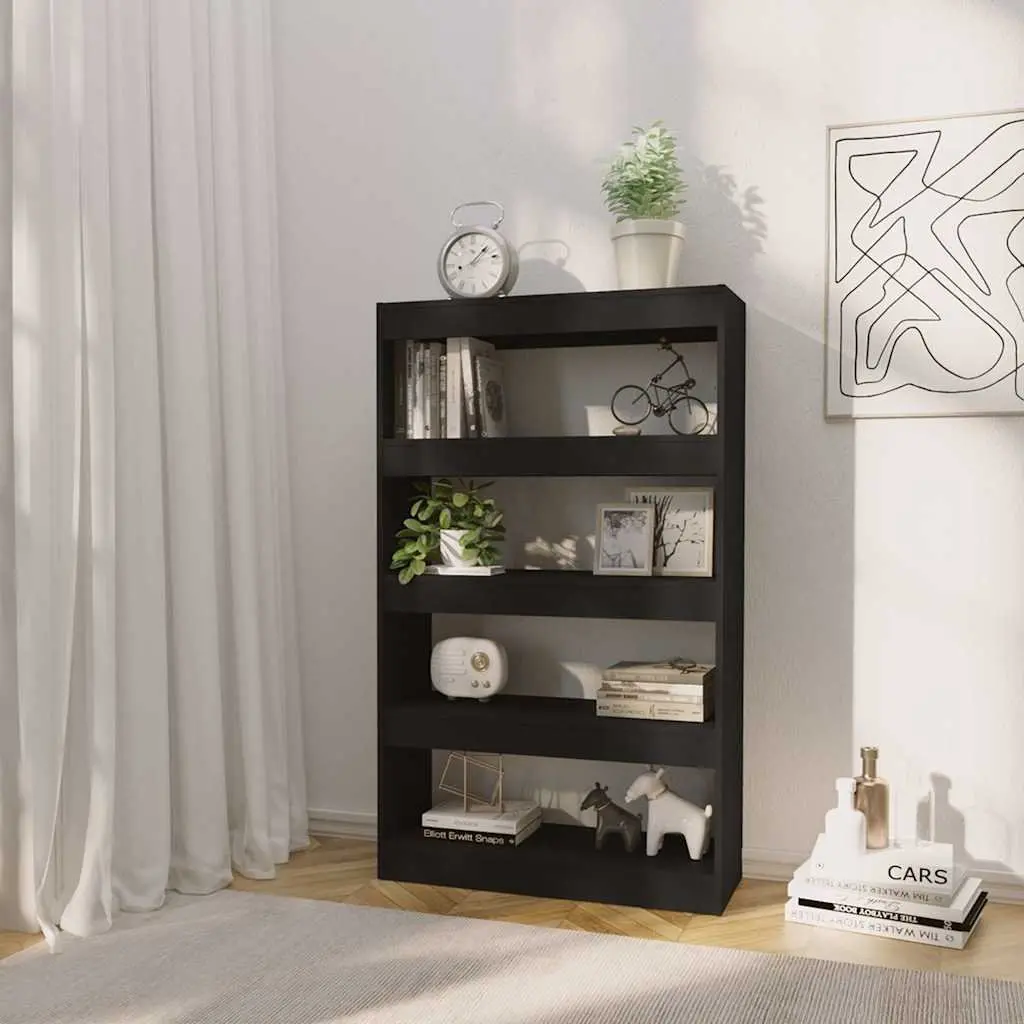 Wooden Book Cabinet Room Divider Storage Organiser 80cm x 30cm x 135cm Black