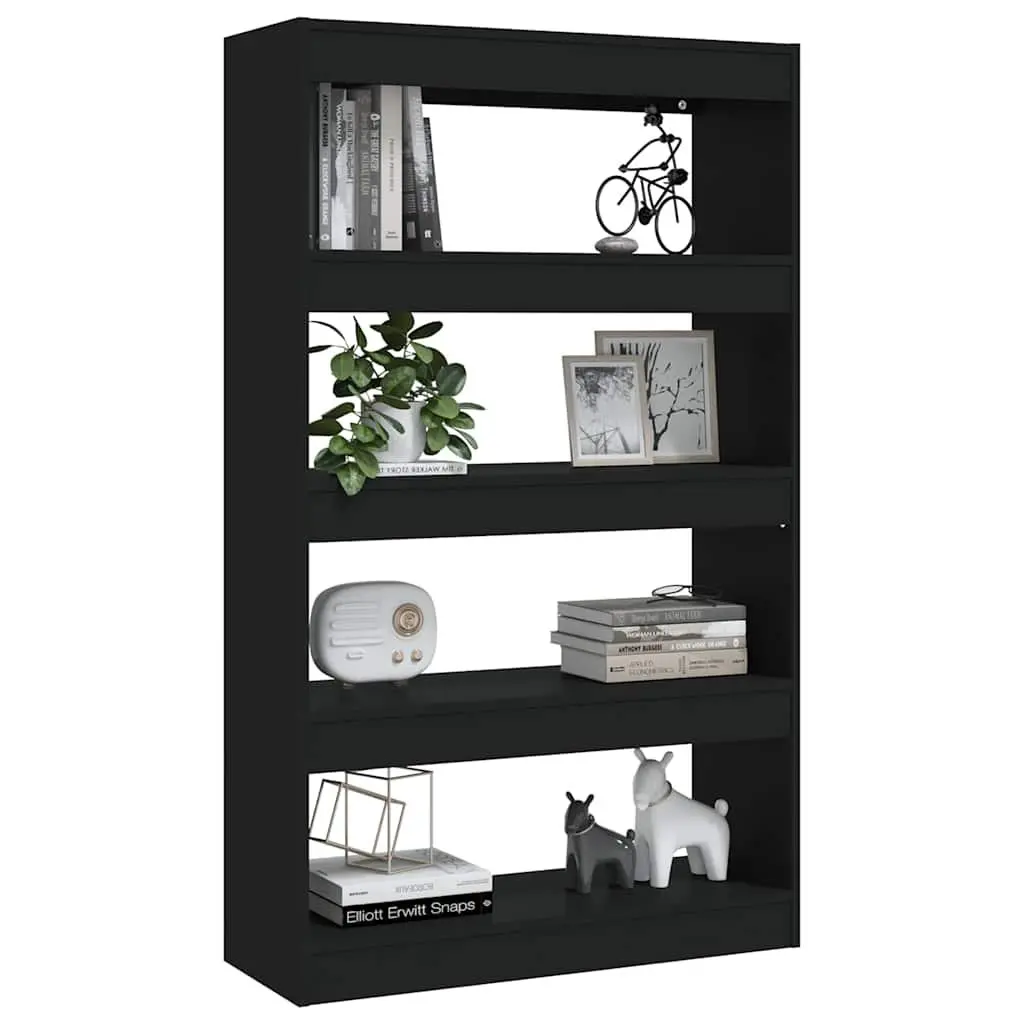 Wooden Book Cabinet Room Divider Storage Organiser 80cm x 30cm x 135cm Black