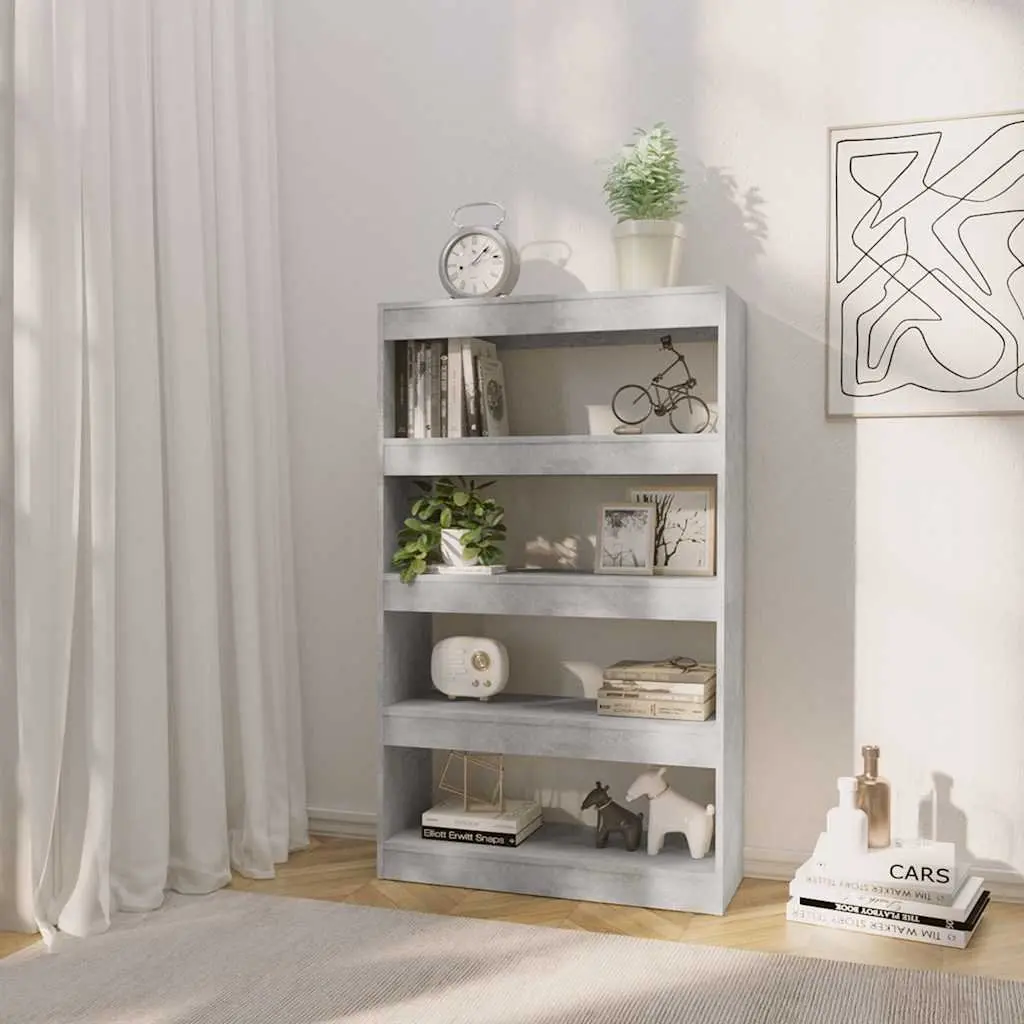 Book Cabinet Room Divider Shelving Unit Grey Engineered Wood Storage Bookshelf