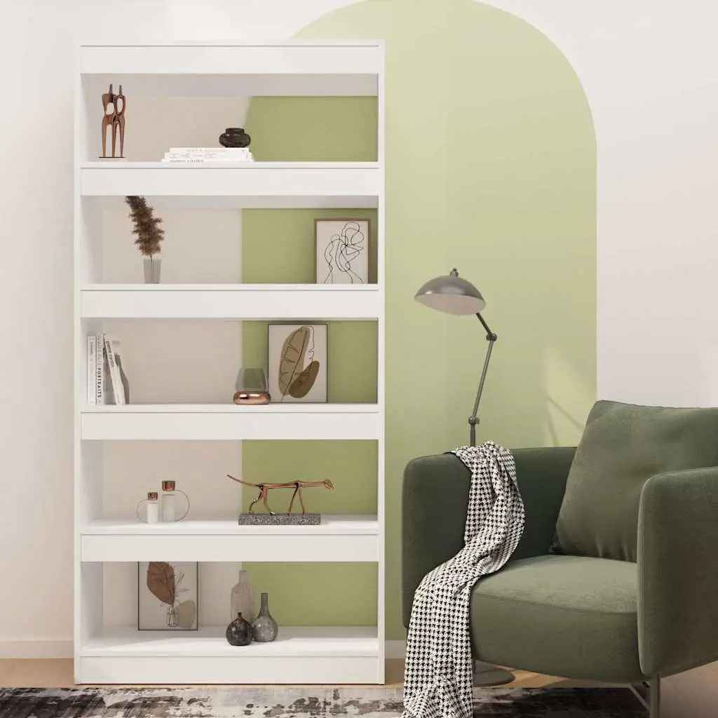 White Book Cabinet Room Divider Bookshelf Storage 80x30x166cm Engineered Wood