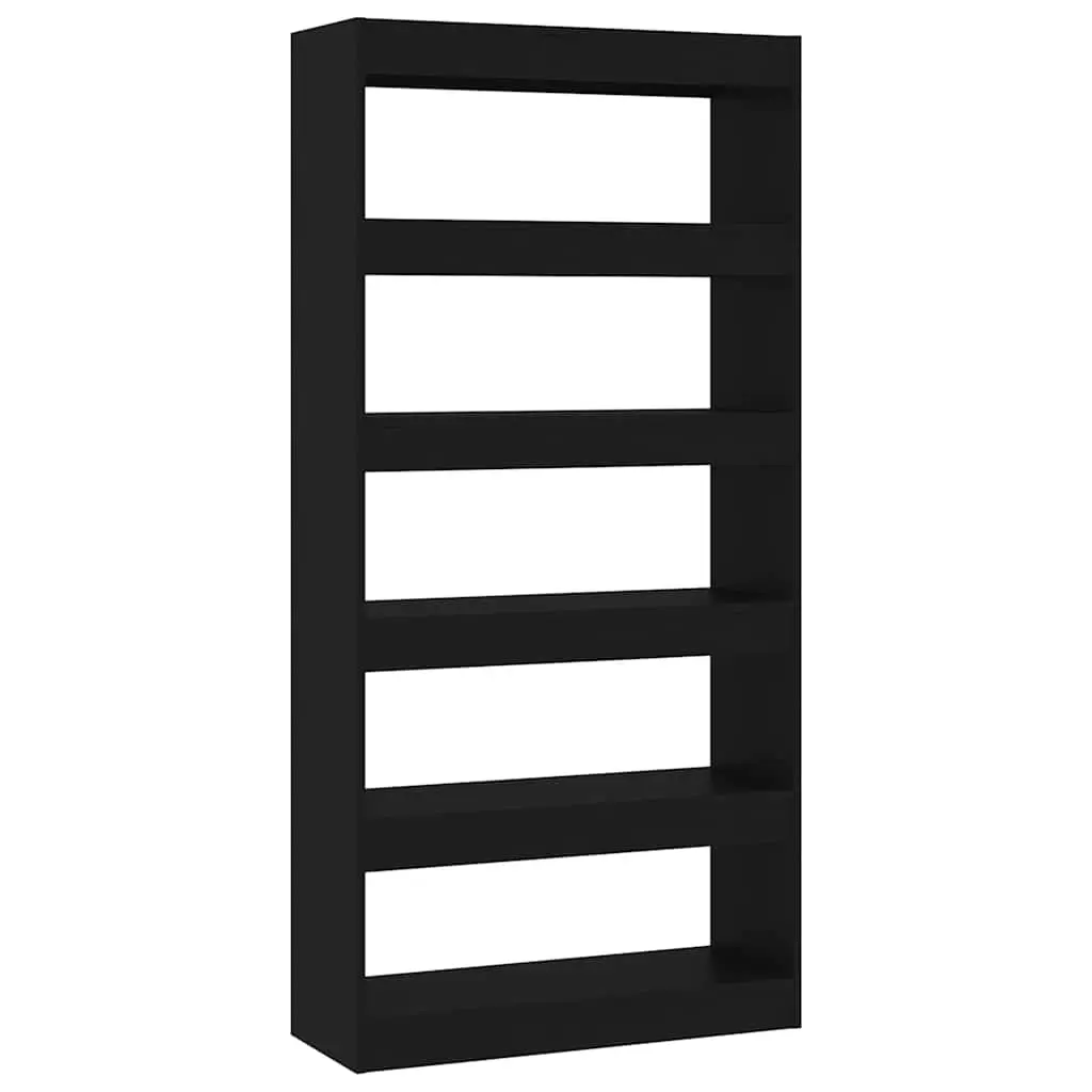 Book Cabinet Room Divider Storage Shelf 80W x 30D x 166H cm Black Engineered Wood