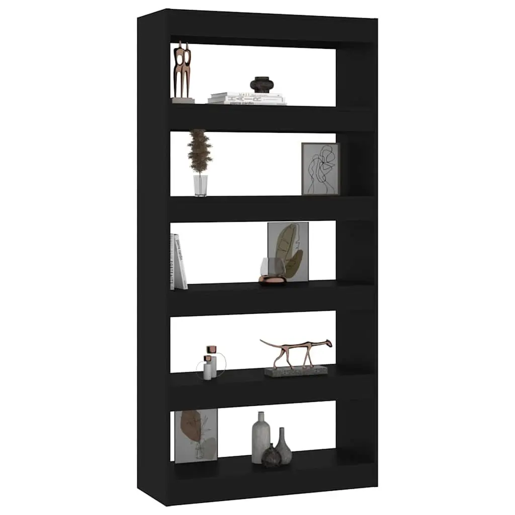Book Cabinet Room Divider Storage Shelf 80W x 30D x 166H cm Black Engineered Wood
