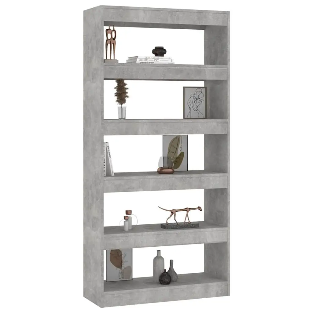 Book Cabinet Room Divider Storage Unit 80W x 30D x 166H cm Grey Engineered Wood