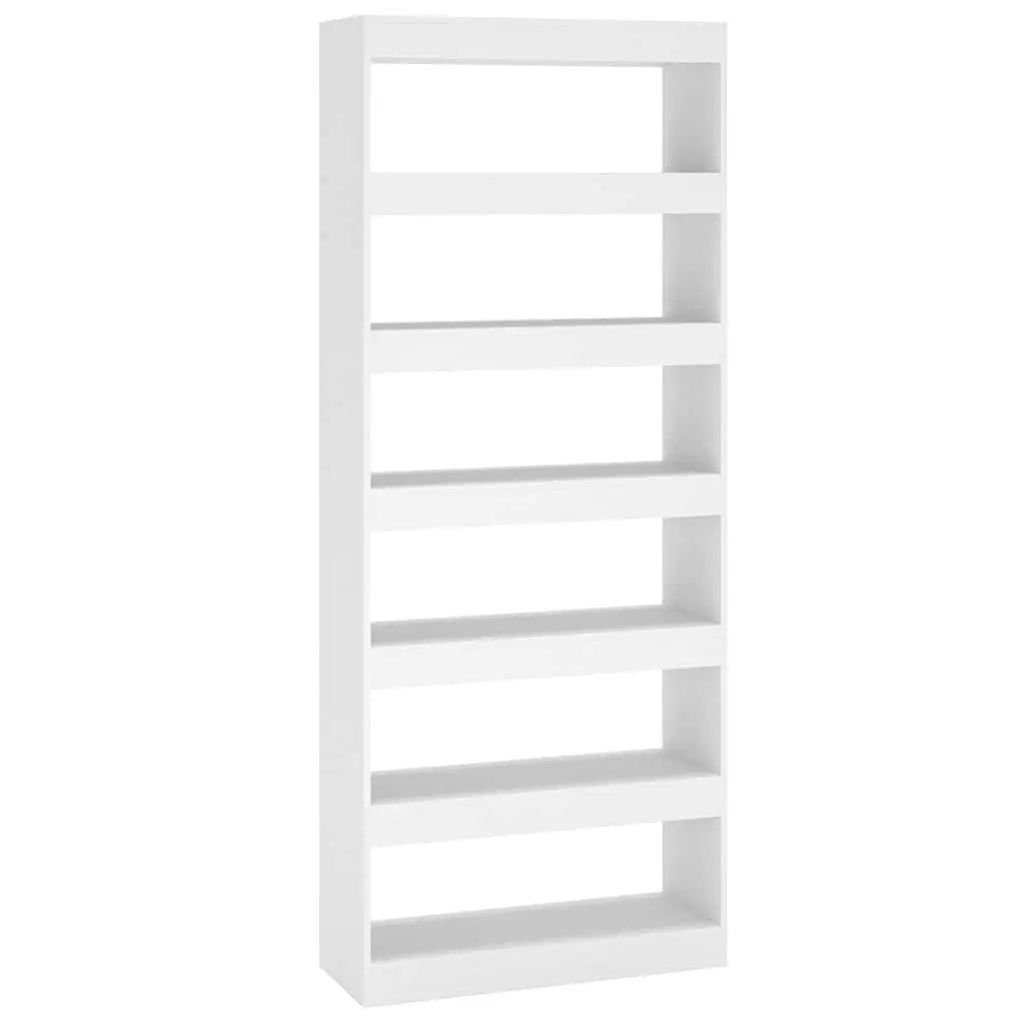 Book Cabinet Room Divider Storage 80x30x198cm White Engineered Wood