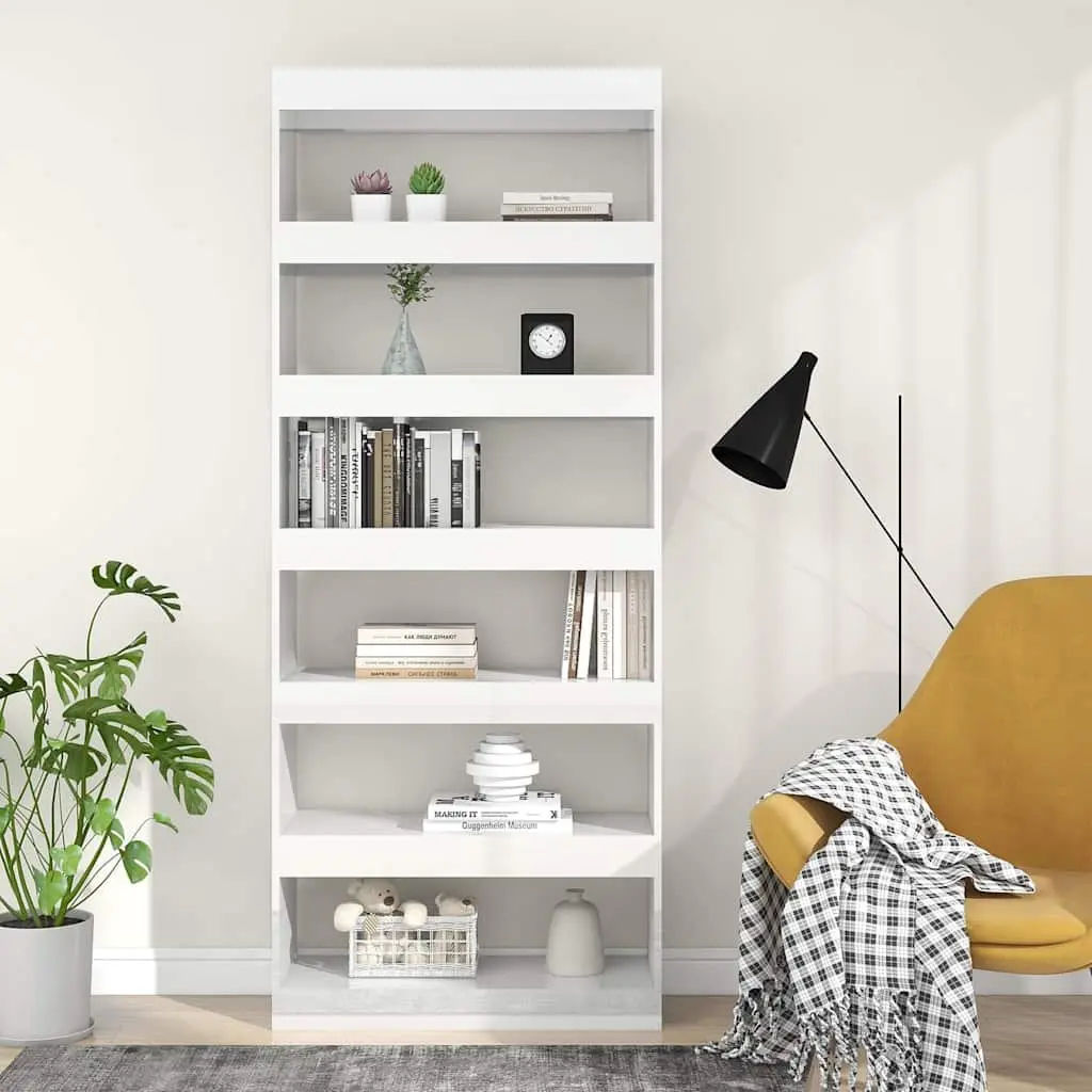 Book Cabinet Room Divider Storage 80x30x198 cm High Gloss White