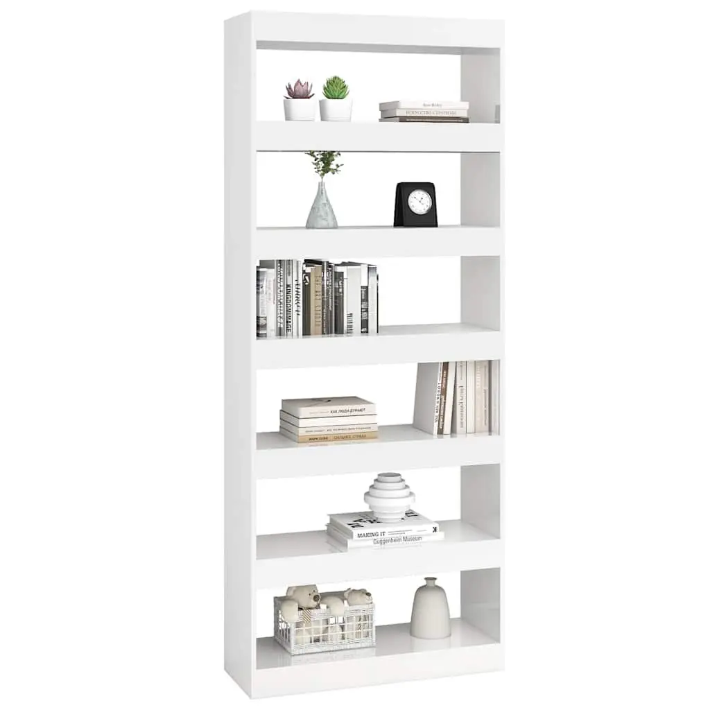 Book Cabinet Room Divider Storage 80x30x198 cm High Gloss White
