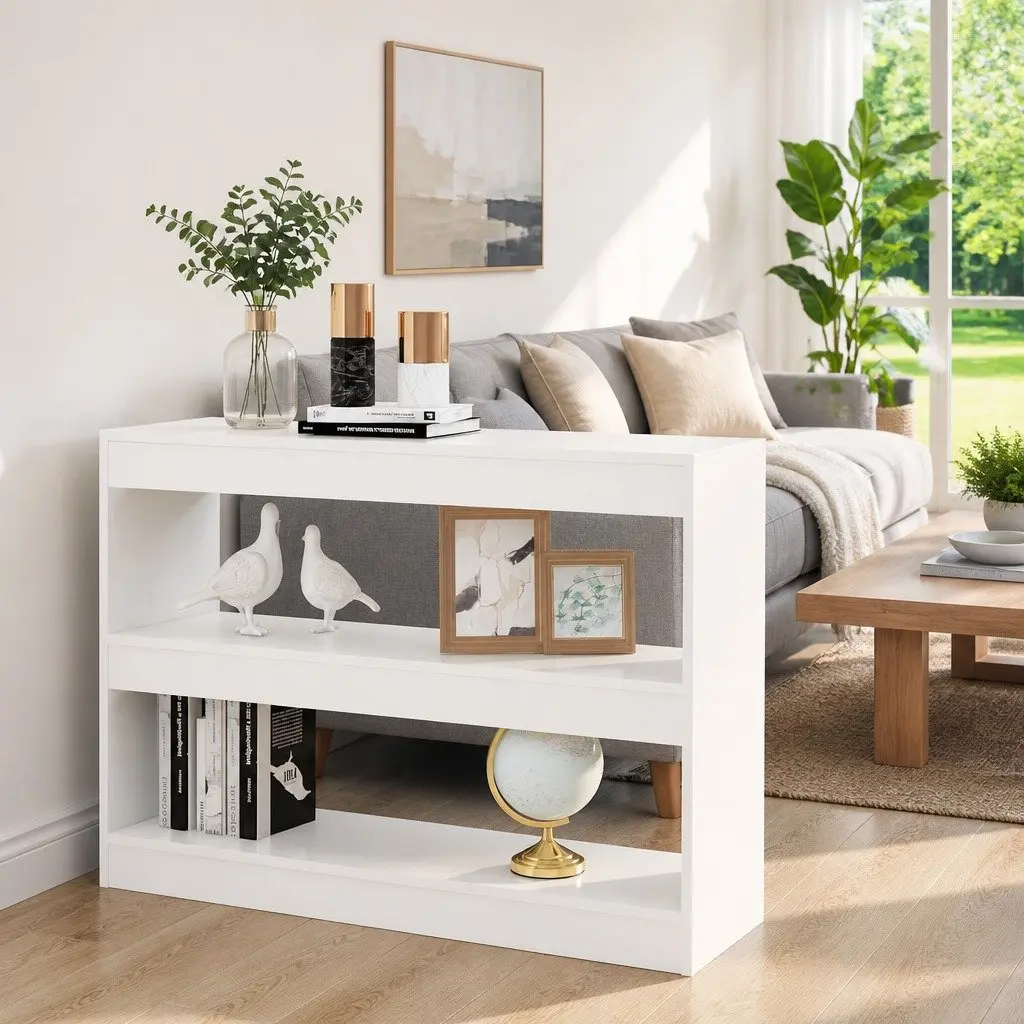 Book Cabinet Room Divider Storage Shelving Unit 100W x 30D x 72H cm White