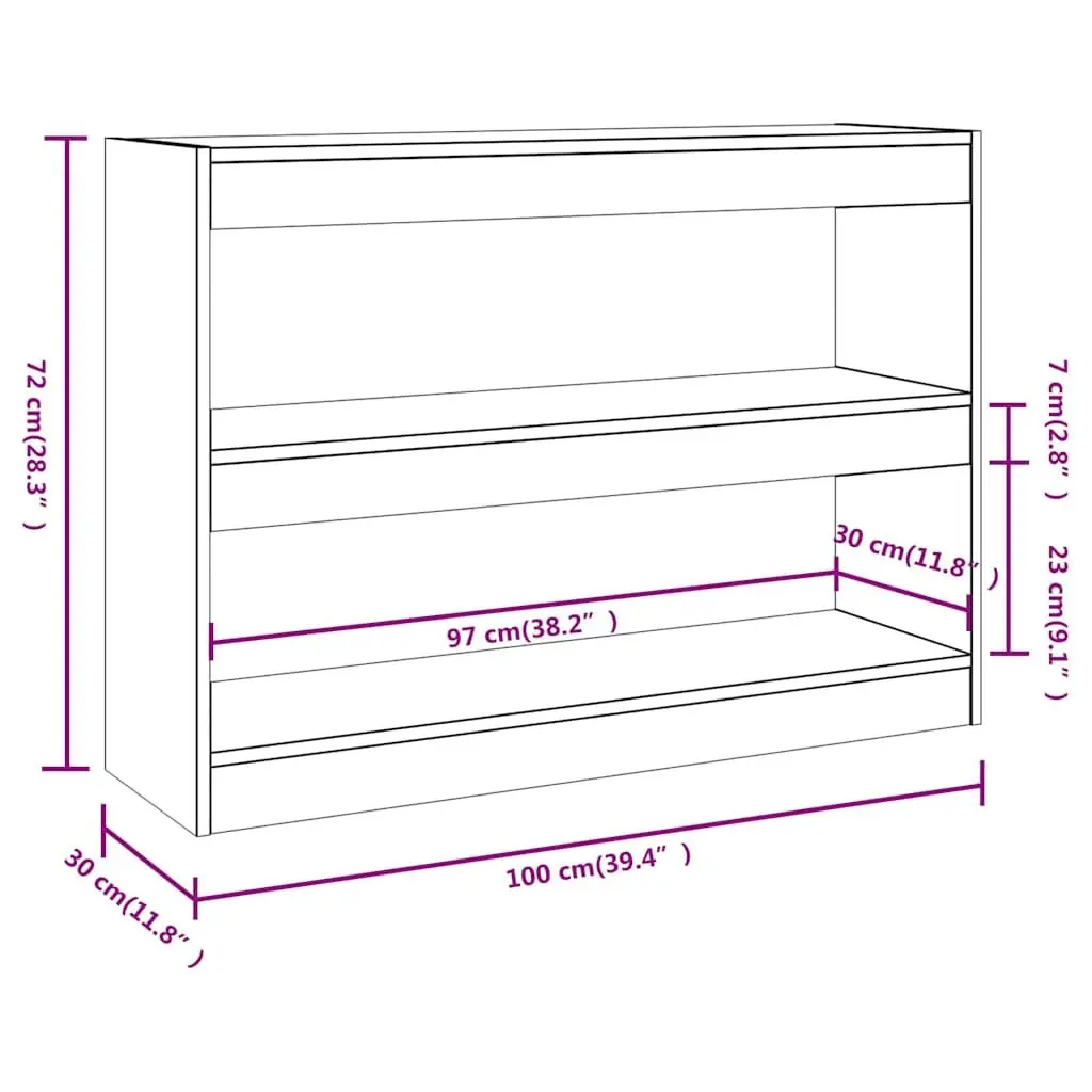 Book Cabinet Room Divider Storage Shelving Unit 100W x 30D x 72H cm White