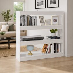 Book Cabinet Room Divider Storage Shelving White High Gloss 100x30x103cm