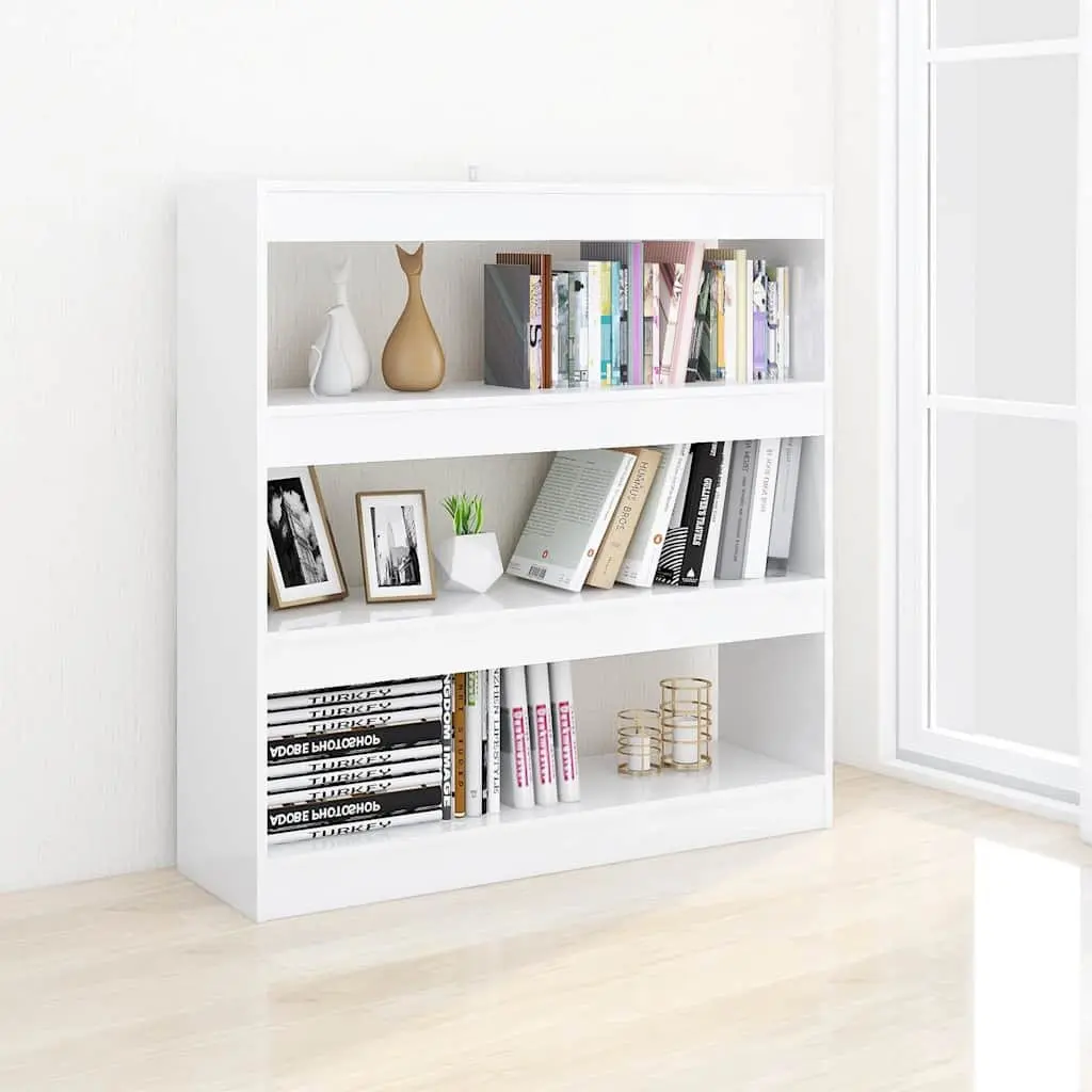 High Gloss White Book Cabinet with Ample Storage